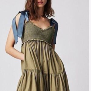 FREE people- Olive Green Maxi  bow Dress!!